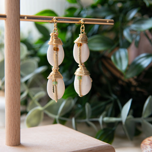 mami wata 2-tier gold earrings