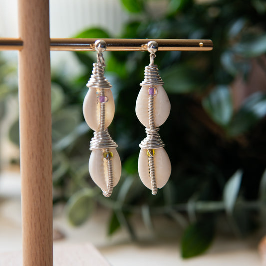 mami wata 2-tier silver earrings
