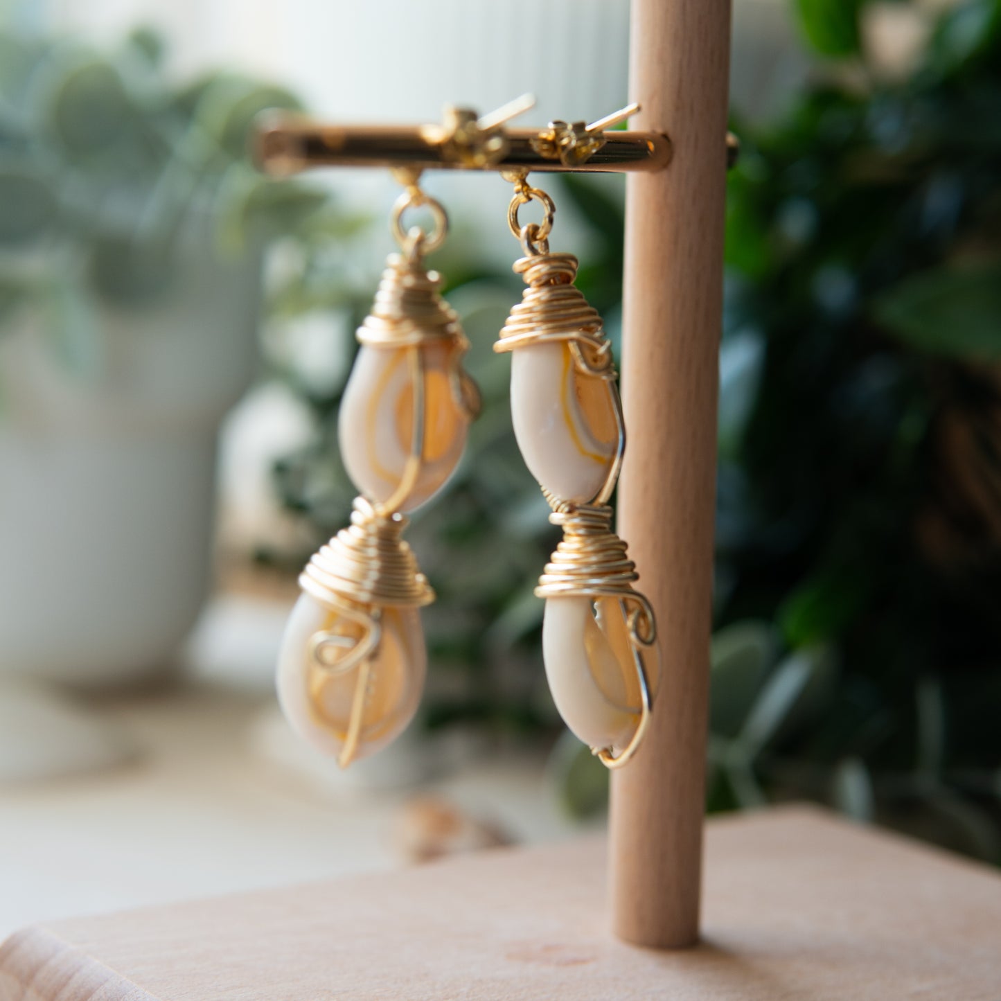 mami wata 2-tier gold earrings